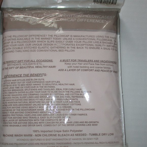 Satin Pillowcase Pillowcap Pillow Cover One Size Fits All Gray NIP - Picture 8 of 8